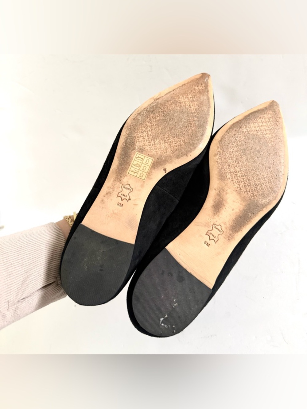 Tory Burch Black Pointed Toe Flats with Crystal Embellishment - Picture 8 of 14